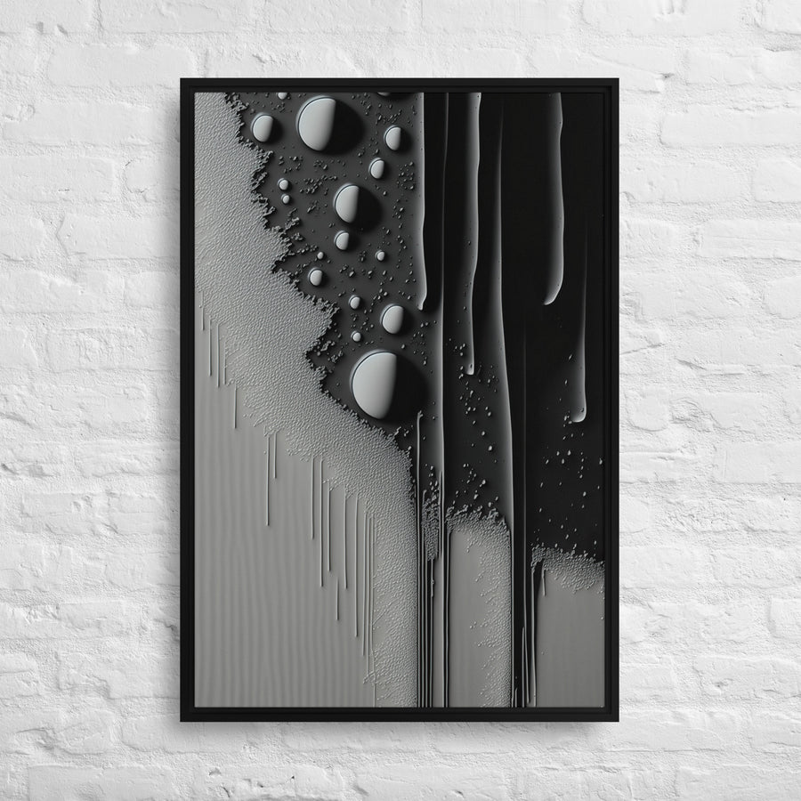 02) Black and White Paint Texture printed on Canvas