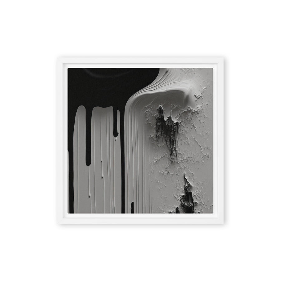 01) Black and White Paint Texture printed on Canvas